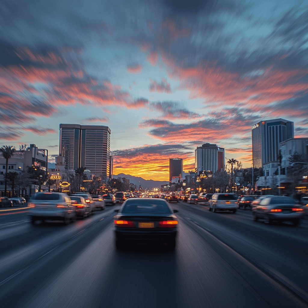 cars driving down the road in reno