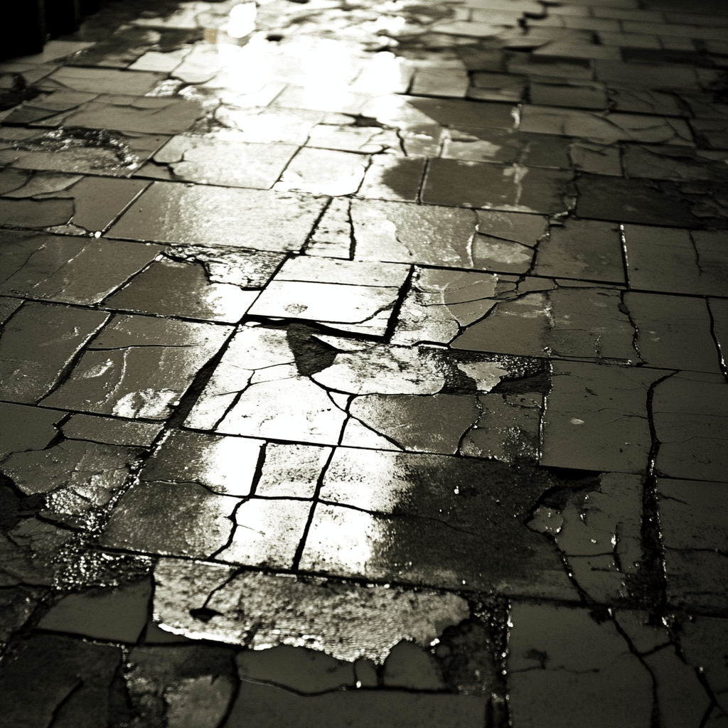 cracked and broken flooring