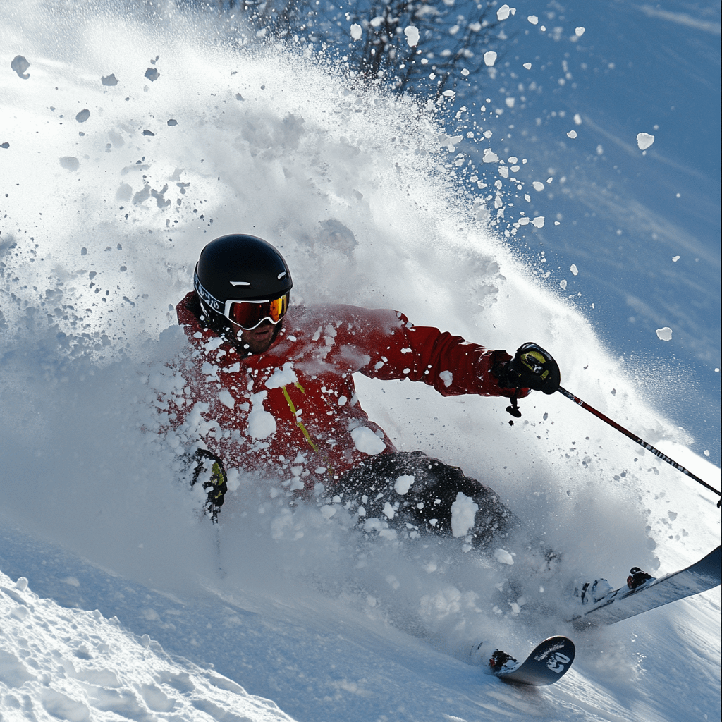 A skier falling on a slope