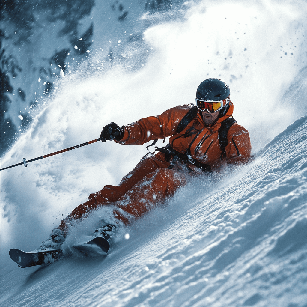a skier sliding down a slope on his back